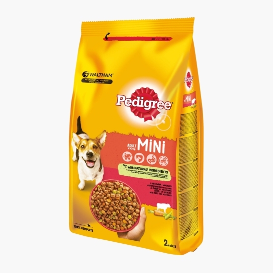 Hrană uscată pentru câini adulți de talie mică, 2kg, cu vită și legume
