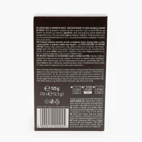 Cappuccino cu aromă de frișcă 10x12.5g, băutură instant 