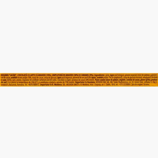Ciocolată cu lapte cu arahide, umplutură de arahide și caramel Lacmi 295g
