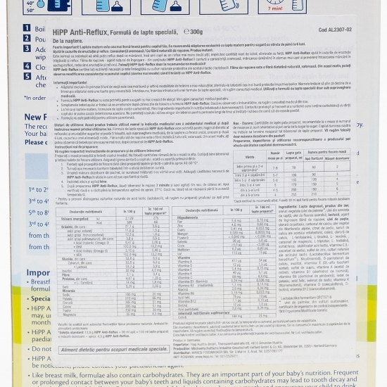 Formulă de lapte praf specială, Anti-Reflux AR, +0 luni, 300g