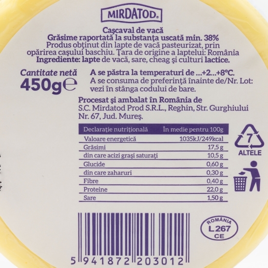 Cașcaval de vacă 450g