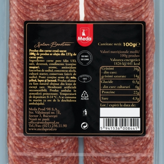 Salam bănățean feliat 100g