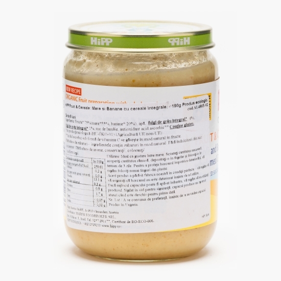 Piure eco cereale, mere și banane, +6 luni, 190g