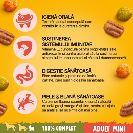 Hrană uscată pentru câini adulți de talie mică, 2kg, cu vită și legume
