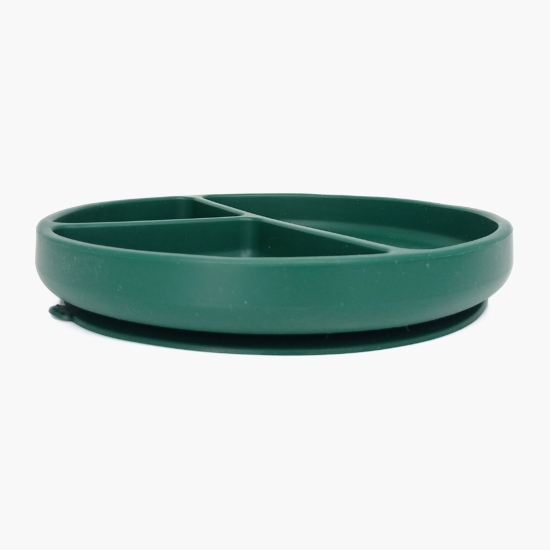 Farfurie rotundă compartimentată, din silicon, Dark Green