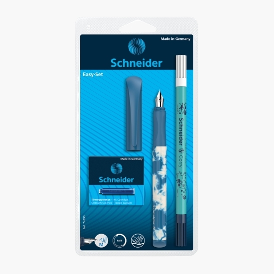 Set stilou Easy Pen albastru și pic + 6 rezerve cerneală
