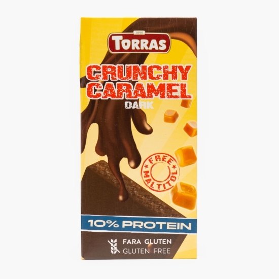 Ciocolată neagră cu îndulcitori, proteine din soia și caramel sărat 100g