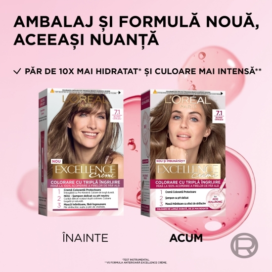 Vopsea de păr permanentă, 7.1 Blond cenușiu 192ml