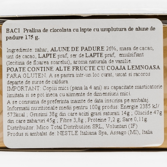 Praline de ciocolată cu lapte cu umplutură alune de pădure 175g
