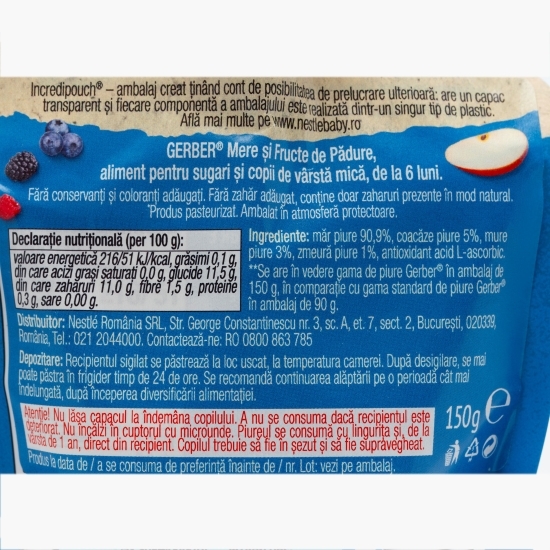 Piure de mere și fructe de pădure, 150g, +6 luni