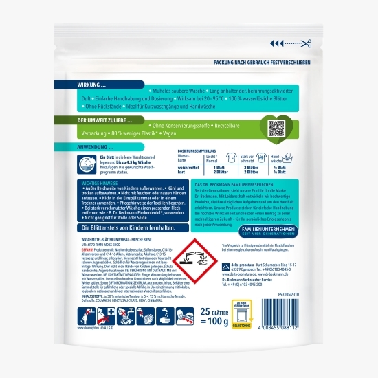Detergent de rufe șervețele Universal, 25 buc 