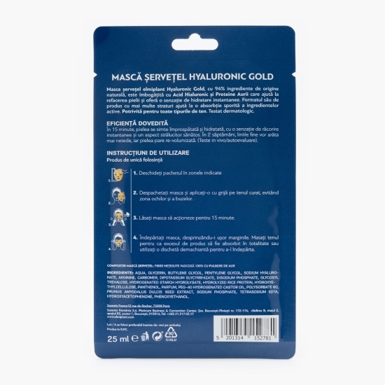 Mască șervețel Hyaluronic Gold 