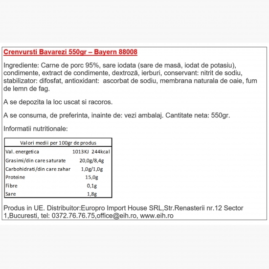 Crenvurști bavarezi 550g