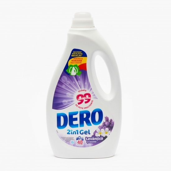 Detergent de rufe lichid 2în1 Gel levănțică și iasomie, 40 spălări, 2l
