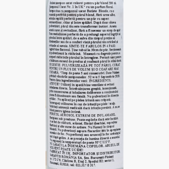 Șampon uscat Blonde pentru păr blond 200ml