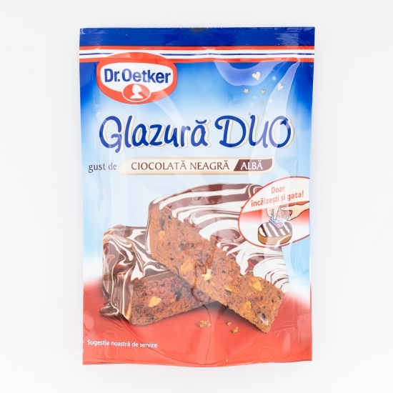 Glazură Duo cu gust de ciocolată neagră/albă 100g 
