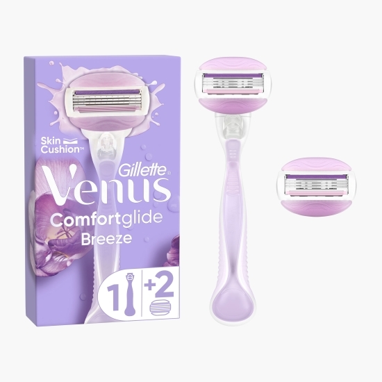 Aparat de ras pentru femei ComfortGlide Breeze cu 3 lame, mâner + 2 rezerve