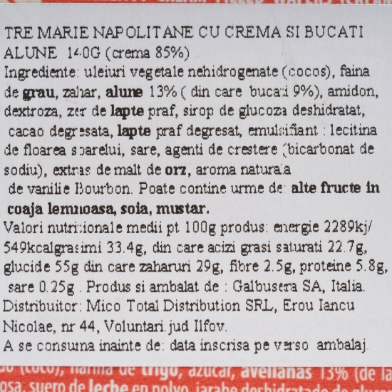 Napolitane cu cremă și alune 140g