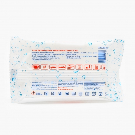 Șervețele umede antibacteriene clasic 15 buc