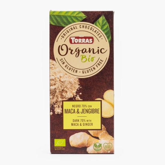 Ciocolată neagră eco cu macha&ghimbir 100g