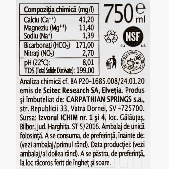 Apă minerală naturală necarbogazoasă 0.75l