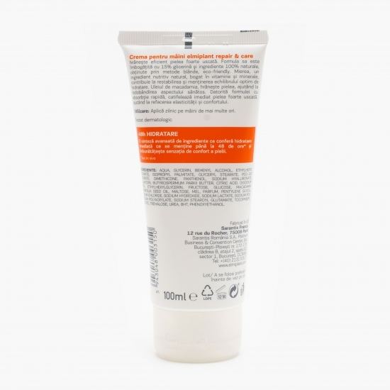 Cremă de mâini Repair&Care, miere și ulei de macadamia, 100ml