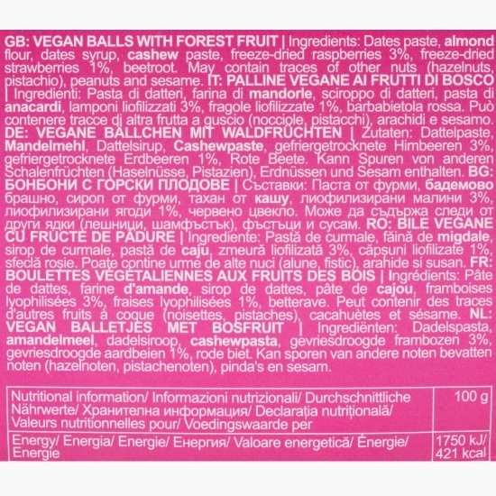Trufe vegane cu fructe de pădure Forest Fruit, fără zahăr adăugat 100g
