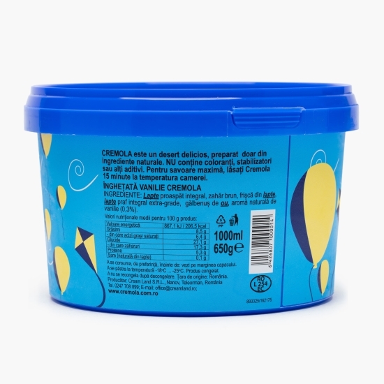 Înghețată cu aromă de vanilie 1l (650g)