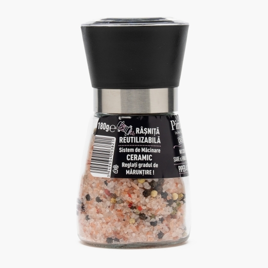 Râșniță mix sare de Himalaya iodată și piper 4 culori 180g