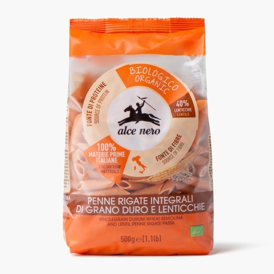 Paste Penne integrale din grâu dur și linte eco 500g