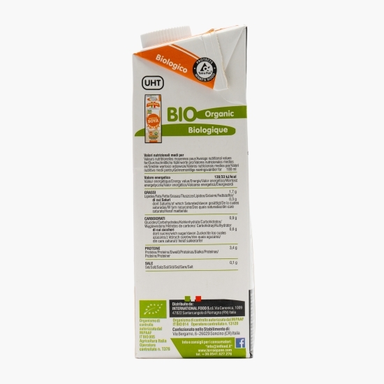 Băutură vegetală eco din soia integrală + calciu (fără zahăr), 1l