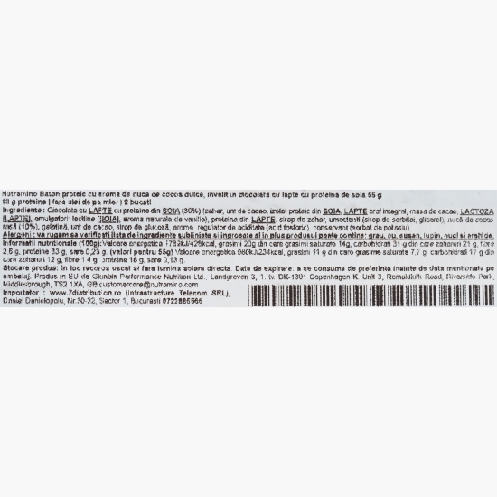 Baton proteic cu aromă de nucă de cocos 55g