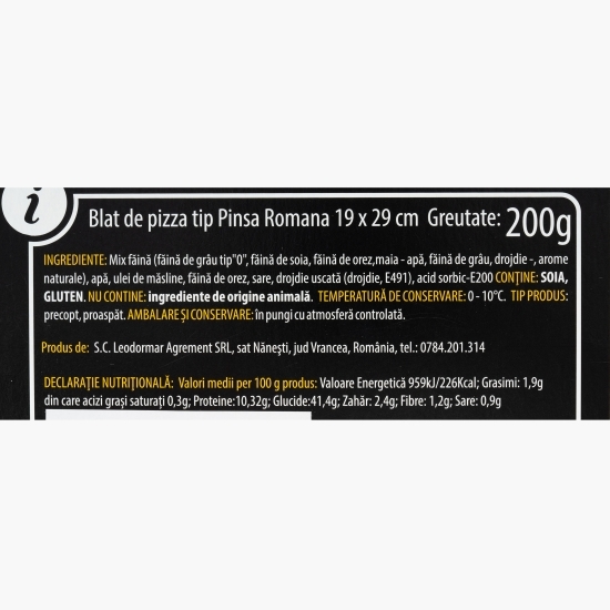 Blat de pizza tip Pinsa Romana 19x29cm, 200g