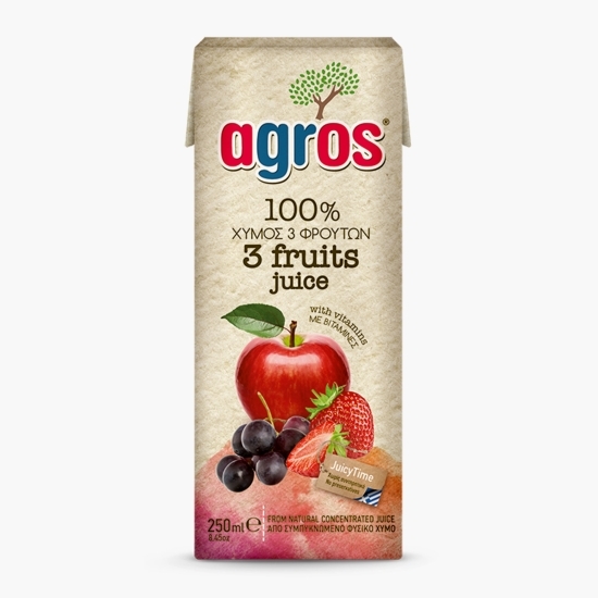Suc din 3 fructe 100%, fără zahăr adăugat 250ml
