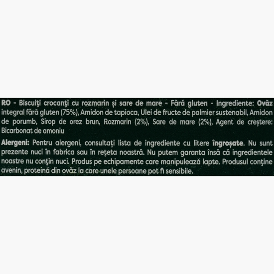 Felii pâine crocantă cu rozmarin din ovăz fără gluten 150g