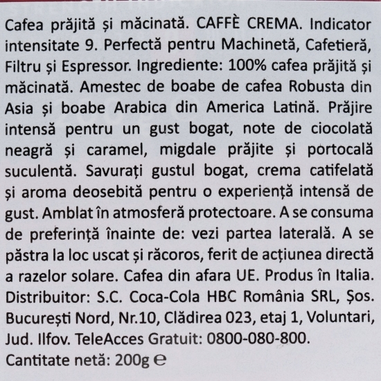  Crema 200g, cafea prăjită și măcinată 