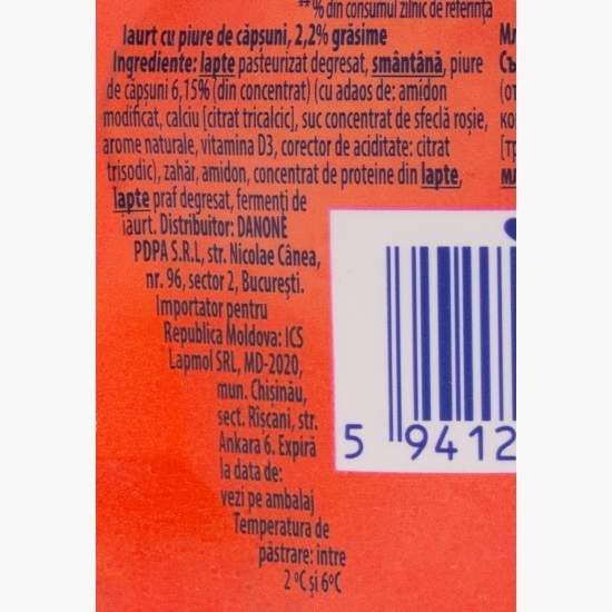 Iaurt de băut cu căpșuni, 2.8% grăsime, 70g