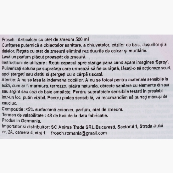 Soluție anticalcar cu oțet de zmeură spray 0.5l