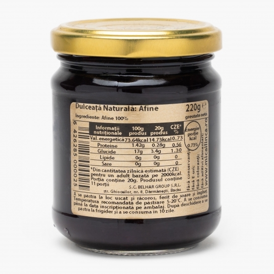 Dulceață naturală de afine, fără zahăr 220g