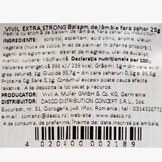Bomboane Extra Strong aromă de lămâie, fără zahăr 25g