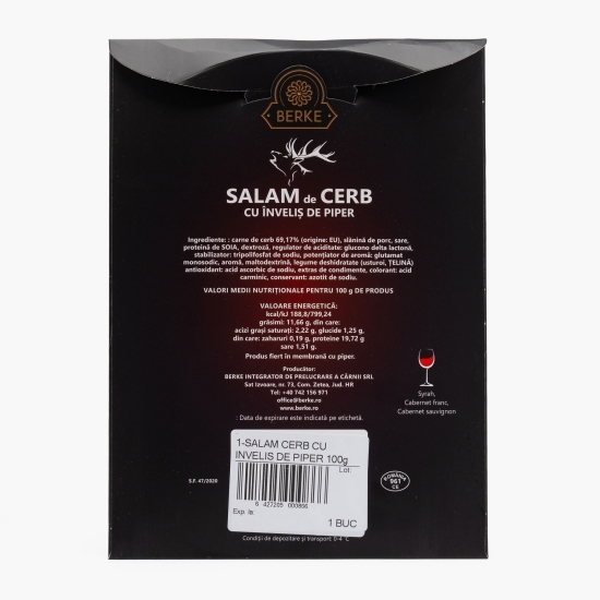 Salam de cerb cu înveliș de piper 100g