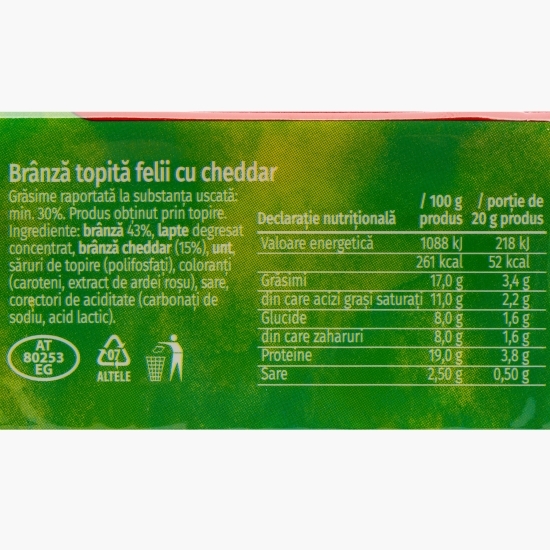 Brânză topită felii cu cheddar 140g