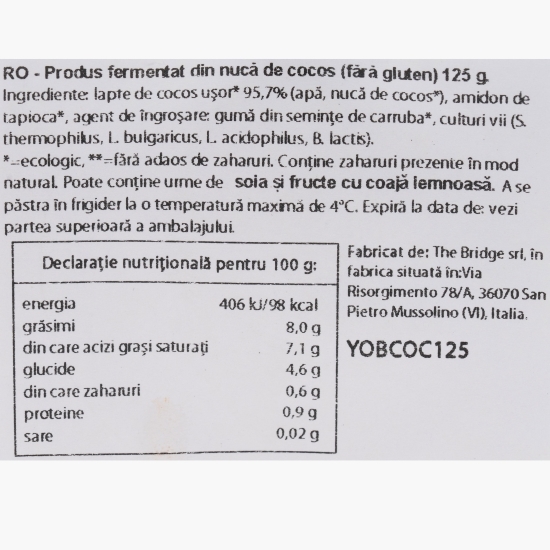 Preparat ecologic fermentat din cocos, fără zahăr adăugat 125g