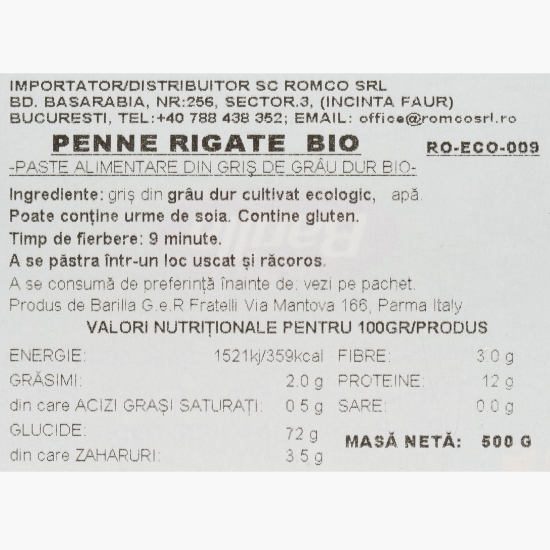 Paste penne rigate eco 500g