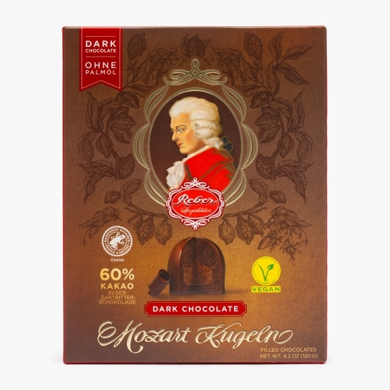 Praline Mozart vegane cu ciocolată neagră 120g