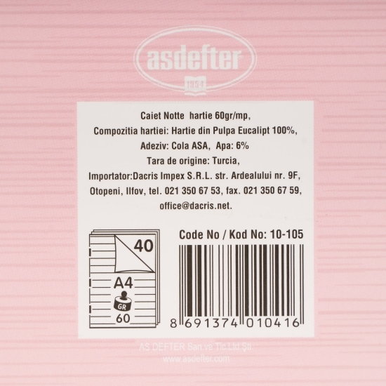 Caiet dictando School, A4, capsat, 40 file, 60 g/mp, diverse culori