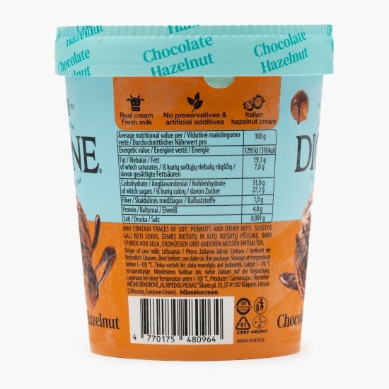 Înghețată premium de ciocolată cu alune și biscuiți cu cacao, 475ml (345g)