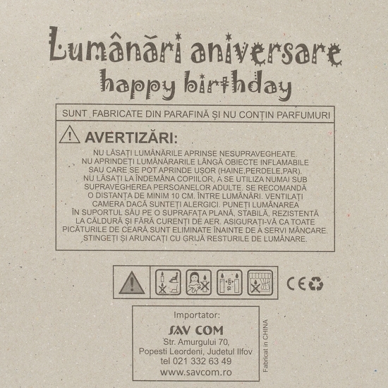 Lumânări aniversare „Happy Birthday”