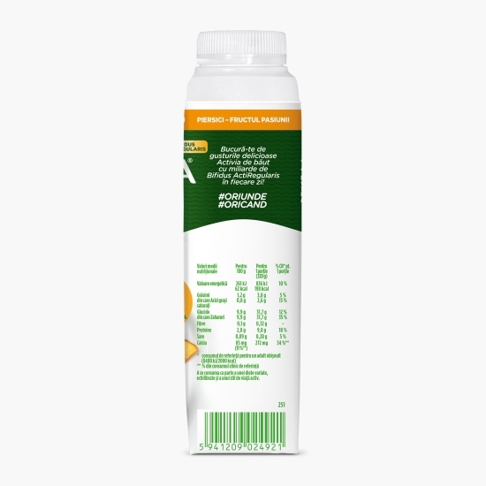 Iaurt de băut cu piersici și fructul pasiunii 320g