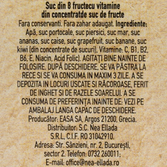 Suc 8 fructe multivitamine, fără zahăr 1l